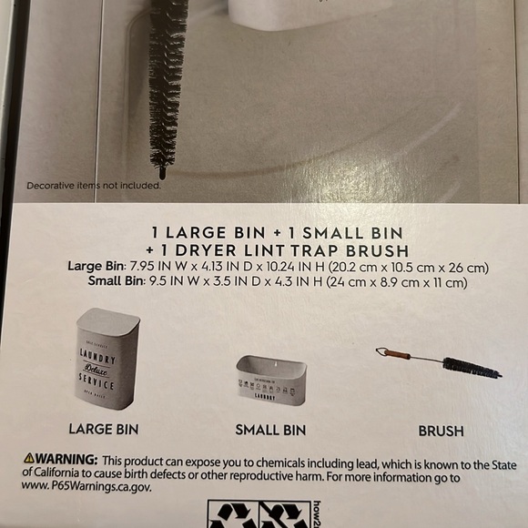 BHG Magnetic Lint Bin Set Large Bin, Small Bin & Dryer Lint Trap Brush NWT - Picture 6 of 6
